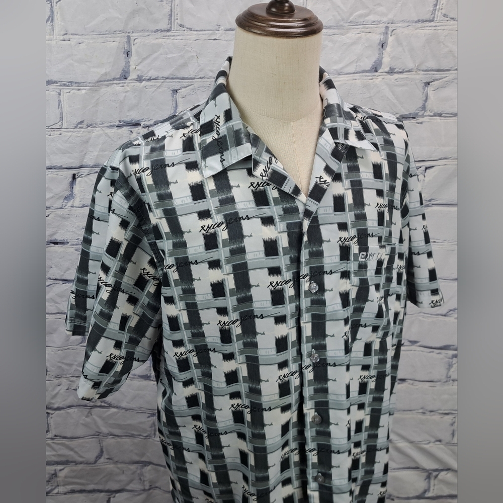 Exco Jeans Button Down Shirt Cuban Vintage 90s Y2K Hip Hop Relaxed Baggy Large